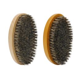 Men's Wood Beard Brush Boar Bristle Beard Comb Round Bristle Beard Shaving Brush For Hairdressing Tools