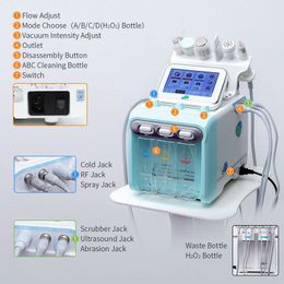 Portable 6 in 1 H2 O2 Hydra facial Machine Dermabrasion Hydro Water Microdermabrasion Aqua Peeling RF Skin Scrubber Oxygen Spray