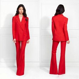 Red Mother of the Bride Suits Slim Fit Women Work Pants Suits Ladies Party Evening Wear For Wedding(Jacket+Pants)