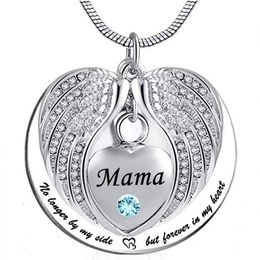 Unisex No Longer by My Side But Forever in My Heart mama Cremation Ashes Urn Pendant Stainless Steel waterproof Necklace