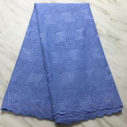 5Yards/pc Fashionable lake blue african cotton fabric embroidery swiss voile dry lace for clothes BC110-2