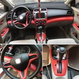 For Honda City 2009-2014 Interior Central Control Panel Door Handle 3D/5D Carbon Fiber Stickers Decals Car styling Accessorie