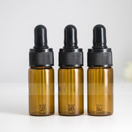 Mini 5ml Amber Glass Dropper Bottle With Glass dropper Essential Oil Glass Vials 5ml Perfume Sample Test Bottle