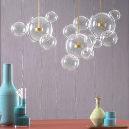 DAR Art Deco Glass Ball Led Chandelier Bubble Restaurant Villa Hall Semiflush Mount Lustre Pendente Indoor Lighting Chandeliers