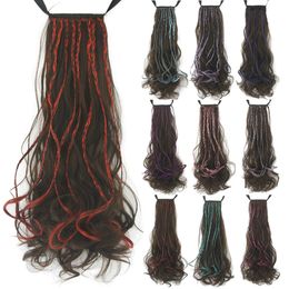 55cm Long Synthetic Wave Exentions Ponytail Ombre Color Simulation Human Hair ponytails Bundles in 12 Colors MW07