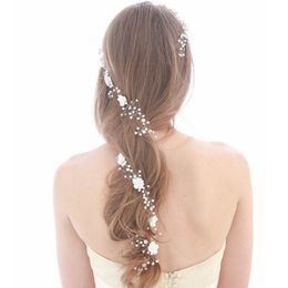 pearl flower set with diamond bride headdress European and American fashion hand woven wedding photography bride hair ribbon Jewellery Gift