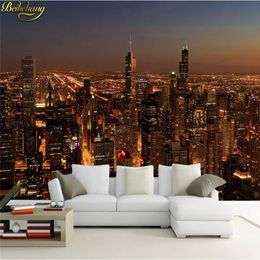 beibehang 3d modren wallpaper custom photo Brilliant city lights mural 3D wall paper living room papel de parede floral 3d mural