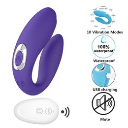 Wireless U Shape Vibrator Toys for Couples USB Rechargeable Dildo G Spot Clitoris Stimulator Double Vibrators Sex Toy for Woman J2208