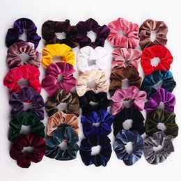 30Colors Women Girls Winter Hot Sale Velvet ribbon Cloth Elastic Ring Hair Ties Accessories Ponytail Holder Hairbands Rubber Band Scrunchies