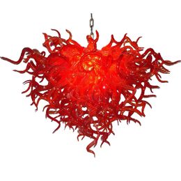 Red Chandeliers Lamps for Wedding Decorations High Qality Design Style Modern Hand Blown Glass Art LED Chandelier Light