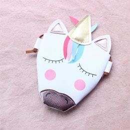 Unicorn Coin Purse Child Diagonal Cross Bag Kid Lovely PU Bright Colour Wrap Outdoor Shopping White Colourful 10dt C1