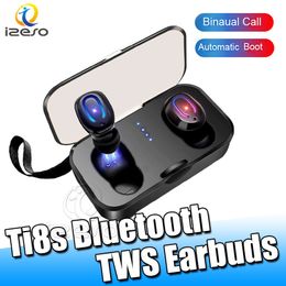 Ti8s TWS Earbuds Bluetooth 5.0 Handsfree True Wireless Stereo Headphone Gaming Sports Designer Mini Headsets with 400Mah Charger Bin izeso