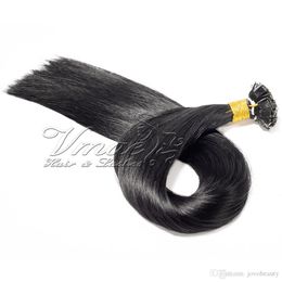 Brazilian Black Straight Double Drawn Flat Tip Pre Bonded Hair Extension 100g Keratin 18 To 30 Inch 100% Virgin Human Hair