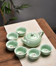 Ceramic Kung Fu Tea Set Celadon Fish Tea Cup Exquisite Teapot Creative Set Tea Service Preference