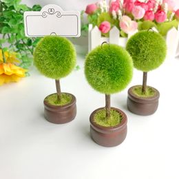 50PCS Spring Wedding Favours Round Topiary Photo Holder/Place Card Holder Garden Themed Party Decoratives Name Card Clips