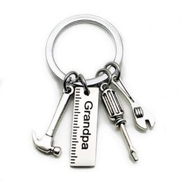 DIY Stainless Steel Keychain Dad Hammer Screwdriver Wrench Ruler Dad's Tools Personalised Keyring Father's Day Gift