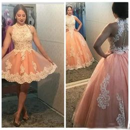 Two Piece vestidos Ball Gown Homecoming Dresses Sweet 16 Quinceanera Dresses Lace Applique Tulle Cocktail Party Dresses