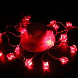 New led string lights heart shaped 2m 20 LED Submersible Wire Heart-shaped String Lights Battery Fairy Lights Wedding Decoration