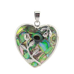 6Pc/lot Natural Abalone Shell pendant Heart-shaped Rose Flower Women Pendant Necklaces USA Israel Wedding Engagement Jewelry 32*36 mm