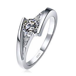 10pcs Fashion Classic Silver Round Cut zircon Bride Wedding Ring Women Engagement Get married Jewellery Size 6 7 8 9