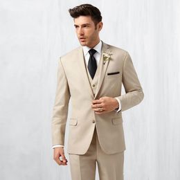 Brand New Beige Men Wedding Tuxedos Notch Lapel Slim Fit Groom Tuxedos Excellent Men Jacket Blazer 3 Piece Suit(Jacket+Pants+Tie+Vest) 2468