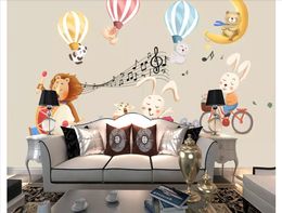 Custom 3d photo murals wall paper home decor Hand drawn cartoon animal children room background wall papel de parede