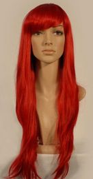 WIG free shipping Sexy Dark Red Women Long Curly Anime Costume Party Hair Cosplay Full Wig