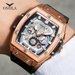 cwp ONOLA Marke Luxus klassische Quarzuhr 2021 Lumious Tonneau Square große Armbanduhr Business Casual Designer für Herren