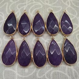 12pcs crystal quartz agate drop color random wholesale multifaceted drop pendant necklace mixed unisex cure