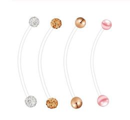 Bioplast UV Barbell Pregnancy Navel Button Rings Belly Ring Ear Industrial Barbell Body Piercing Jewelry 40pcs