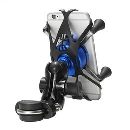 4-6 inch X-type Phone GPS Aluminium Alloy Holder Handlebar Rear carView Mirror E-Scooters Motorcycle Bike - Black
