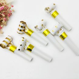 Baby Blowing Dragon Blowout Gold Silver Whistles Kids Childrens Blowout Party Birthday Supplies Toys Gift