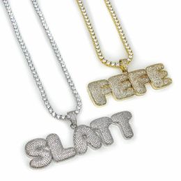 Custom Name Letters Chain Pendants Necklaces Men's Zircon Hip Hop Jewellery With Gold Silver Rope Chain