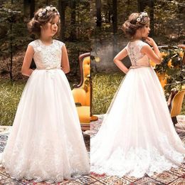 Flower Girl Dresses For Wedding Shinning Beaded Ruffles Ball Gown Girls Pageant Gowns Back Buttons Baby Party Dress