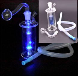 Glass Oil Burner Water Rig LED Glass Bongs Glass Bubbler Bong Ash Catcher Smoking Water Pipes Oil Rigs Dab Rig Birdcage Perc color random
