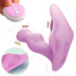 Wearable Butterfly Dildo Vibrator Adult Sex Toys for Women G Spot Clitoris Stimulator Wireless Remote Control Vibrator Panties CY200520