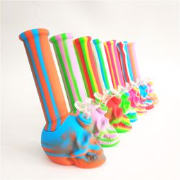 Silicone Skull Water Pipe Shatterproof Food Grade BPA Free Silicon Rubber Smoking Bong For Tobacco Herbs Wax Concentrate