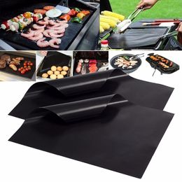 Non-Stick BBQ Grill And Baking Mats Reusable Telfon Coooking Plate For Party PTFE Grill Pad Barbecue Grill sheet Kitchen Tools