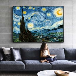 Starry Night Huge Oil Painting On Canvas Home Decor Handpainted &HD Print Wall Art Pictures Customization is acceptable 21051316