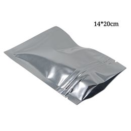 14*20cm 100pcs silver coffee packaging zip lock mylar bags food storage packing zipper sealing pouch flat bottom glossy dry flower pack bag