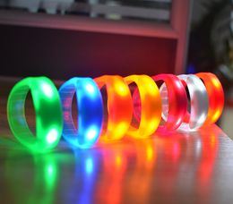 80pcs In stock Sound Control Led Rave Toy 7 Color Flashing Bracelet Light Up Bangle Wristband Music Activated Activity Party