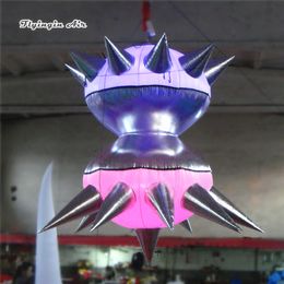 Personalised Lighting Inflatable UFO Model Balloon 2.4m Height Hanging Spacecraft Alien Spaceship For Night Club And Concert Decoration