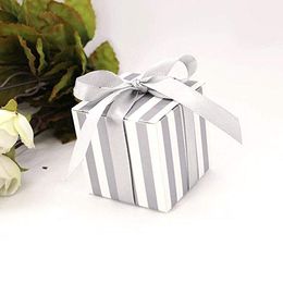 Silver Stripe Party Wedding Favour Boxes Gift Box for Favours Sweets Confetti Jewellery for Wedding Birthday Baby Shower