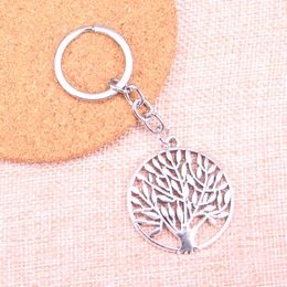 New Keychain 38mm tree Pendants DIY Men Car Key Chain Ring Holder Keyring Souvenir Jewellery Gift