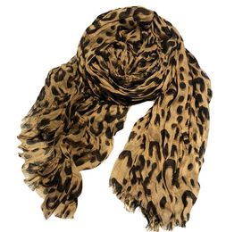 lusso-autunno inverno nuovo leopardo nappa rughe casual sciarpa da donna selvaggia stampa classica motivo cordonatura in cotone Sciarpa di grandi dimensioni 200 cm * 140 cm