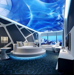 Ceiling Wallpaper Murals Living Room Bedroom Ceiling Mural Abstract blue Colourful dynamic fashion ceiling mural