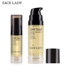moisturizing foundation primer UK - SACE LADY 24K Gold Elixir Oil for Face Makeup Primer 6ML 15ML Professional Moisturizing Make Up Base Foundation Primer Pores Cosmetic