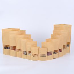 100pcs Brown Gift Kraft Paper Bag Zip Lock Food Snack Tea Bag Packing Retail craft paper bag food