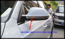 Free shipping!High quality STAINLESS STEEL 2pcs car mirror bright trim, rearview protection trim,decoration trim for Audi Q3 2012-2015