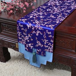 New Classic Plum blossoms Decoration Table Runner Chinese Silk Brocade Tablecloth Rectangle Luxury Dining Table Mat Pad 200x34cm 230x34cm